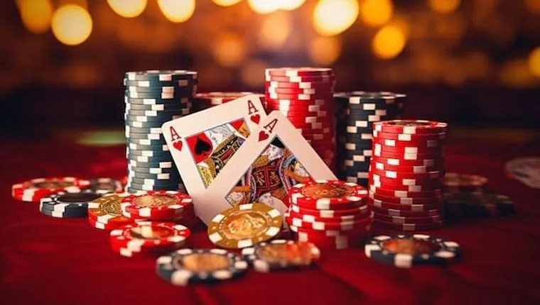 Poker Tournament Trophy and Chips